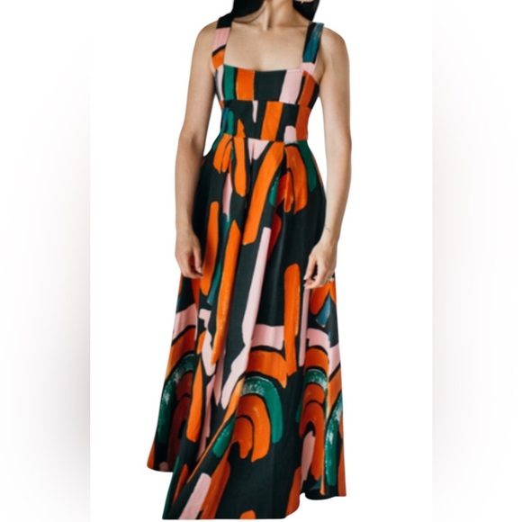 Bel Kazan Colorful Abstract Maxi Dress. #155 - Picture 3 of 16